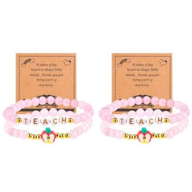 Imagem de VICKHU Presentes de agradecimento ao professor, conjunto de pulseiras de pedra natural para mulheres, presentes de agradecimento para professores, Small, Pedra, Ágata