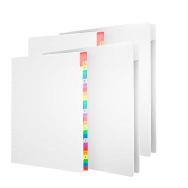 Imagem de Fichário branco com bolsos e páginas divisórias A-Z – Organizador de anéis de 7,6 cm para escritório, escola e casa