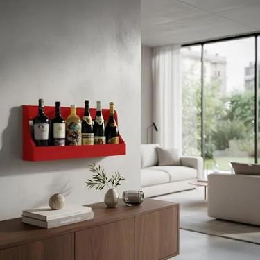Imagem de Prateleira Adega Suporte Decorativo para Vinhos e Bebidas Vermelho Laca