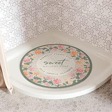 Imagem de Tapete redondo antiderrapante para banheiro - Tapete de chuveiro - Tapete de chão de banheira - Lã de cordeiro fofa/antiderrapante/absorvente/lavável - Decoração de banheiro - Vários estilos