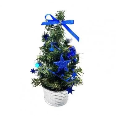 Imagem de Árvore de Natal pequena de 20 m/30 cm para decoração de casa de Ação de Graças e Natal (azul, 30 cm)