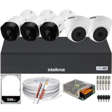 Imagem de Kit 5 Câmeras 1120 Dvr Mhdx 8ch Completo Hd 500gb - intelbras