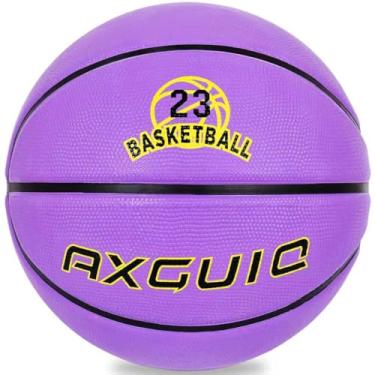 Imagem de AXGUIQ Bola de basquete infantil juvenil tamanho 5 roxo Symbol23 69,8 cm borracha espessa premium dentro e ao ar livre competição de treinamento de jogos resistentes ao desgaste para crianças