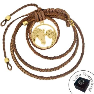 Imagem de Penduricalho Marrom Porta Chaves Retrovisor de Carro Medalhão CowGirl 