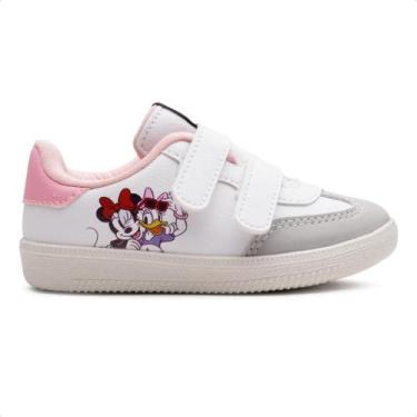 Imagem de Tênis Disney Casual Minnie Infantil Sem Cadarço, Branco, Rosa, 22