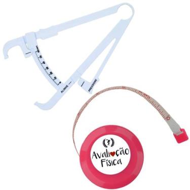 Imagem de Kit Avaliacao Fisica Medir Gordura Corporal Fita Metrica Imc Adipometr