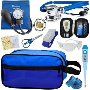 Imagem de Kit Enfermagem Aparelho de Pressão Estetoscópio Medidor Glicose Incote