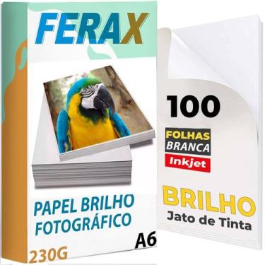 Imagem de 100 Folhas Papel Fotográfico Glossy 230g 10x15 Padrão - Ferax, Branco
