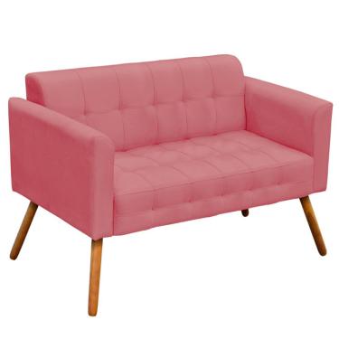 Imagem de Poltrona Namoradeira Decorativa Pés Palito Karen Suede Rosê - Gran Belo