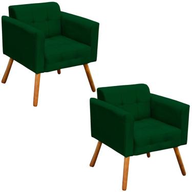Imagem de Kit 2 Poltronas Decorativas Pés Palito Karen Suede Verde - Gran Belo