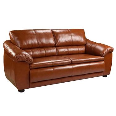 Imagem de Sofá 3 Lugares Sala de Estar Veneza Couro Conhaque - Gran Belo