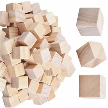 Imagem de Yinhing 100pcs 2 Cm de Madeira, Blocos de Madeira para Artesanato, Lixamento Fino Balsa Blocks para DIY, Artesanato