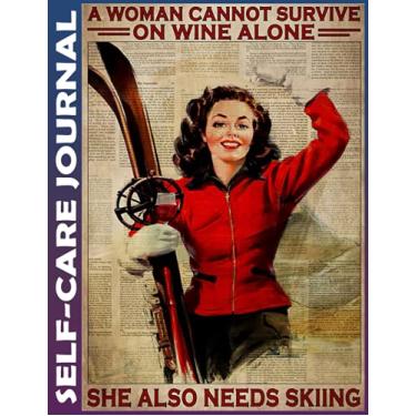 Imagem de Self-care Journal: A Woman Loves Wine And Skiing Invest 10 minutes daily to Physical, Mental and Emotional Health Planner, To Do Tracker Notebook ... Script, College Ruled 110 Pages Undated