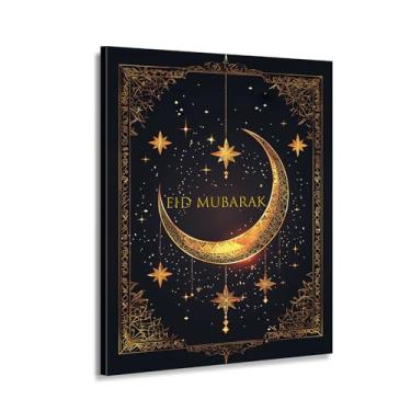 Imagem de CANLUNTE Impressão em tela de arte de parede do Ramadã - Decoração de parede islâmica lua crescente e estrelas para Eid Mubarak, decoração de casa, arte de mesquita (arte 2,9 cm x 61 cm emoldurada)