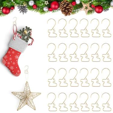 Imagem de Blinket 100 peças de ganchos de enfeite de Natal dourados para decoração de árvores, enfeites de arame de metal, âncoras para decoração de árvores, bolas de Natal, suprimentos de decoração de festa