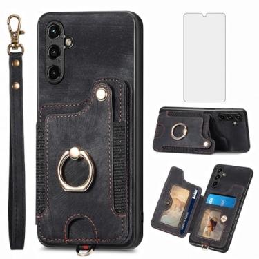 Imagem de Asuwish Capa de telefone para Samsung Galaxy A14/M14 5G capa carteira com protetor de tela de vidro temperado e alça de pulso RFID suporte para cartão de crédito anel suporte celular A 14 4G 14A 14M