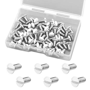 Imagem de AIEX 60 peças de 3/8 polegadas de comprimento, 6 a 32 roscas, parafusos brancos para placa de parede, parafusos de tampa de interruptor, parafusos de substituição para placa de parede, parafusos