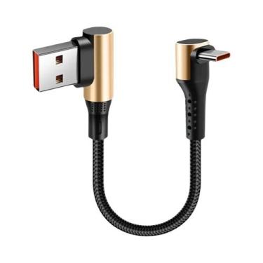 Imagem de Cabo USB C Curto 66W Com Duplo Conector Em L Para Carregamento Rápido 