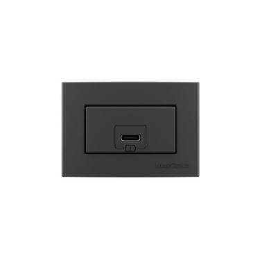 Imagem de Placa Móveis 65X45 Usb-C 2A+Tomada Margirius Sleek Grafite