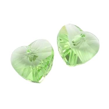 Imagem de 20 peças verde-claro ideias românticas para dia dos namorados, pingentes de coração facetado, pingente de coração facetado, artesanato feito à mão, joias para encontrar suprimentos 10 x 10 x 5 mm