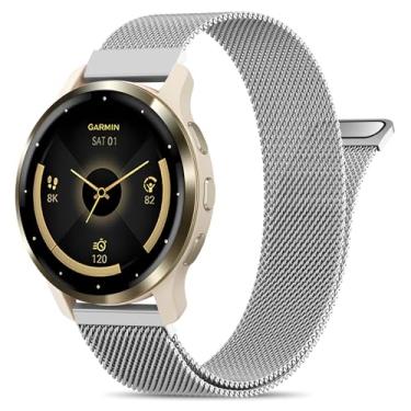 Imagem de EverAct Pulseira de relógio magnética de metal de 18 mm compatível com Garmin Venu 3S de 41 mm/Venu 4 de 41 mm/Venu 2S/Vivoactive 4S/Vivomove 3S/Forerunner 255S 265S, pulseira de malha de aço