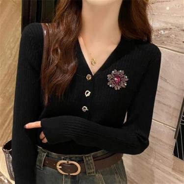 Imagem de Broche de flor de strass broches de cristal elegantes broches de lapela elegantes festa de casamento dança banquete vestido terno cerimônia roupas chapéu bolsa acessórios joias para mulheres, Small