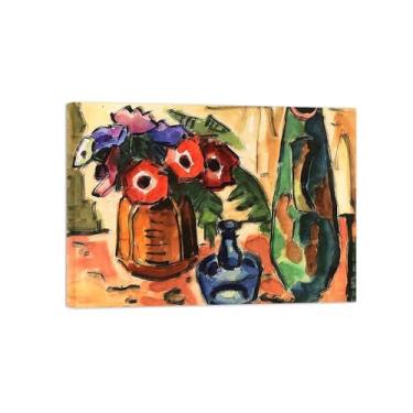 Imagem de Pôster e impressões em tela de flores vintage - reprodução de pintura de arte de parede famosa - Anêmonas 2 imagens prontas para pendurar tela embrulhada 80 x 115 cm 31 x 45 pol