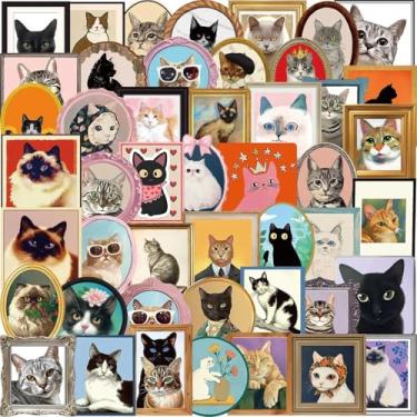 Imagem de Vintage Cat Stickers, Medieval Cat Stickers,Retro Aesthetic Decals,Kwaii Kitten Meme Decals for Phone Cases, Laptops, Luggage, Skateboards & More