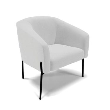 Imagem de Cadeira Sala De Jantar Pé De Ferro Preto Stella Linho D03 - D'rossi Cor Cinza