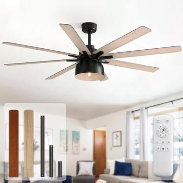 Imagem de Sofucor Ventiladores de teto de 66 polegadas com luzes e controle remoto, ventilador de teto externo com luz 8 lâminas 6 velocidades 3 temporizadores ventilador de teto casa de fazenda com luz
