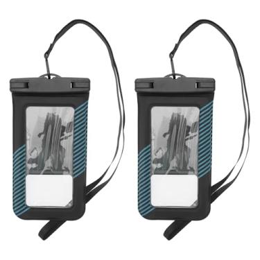 Imagem de 2 peças bolsa impermeável móvel meia listra preta azul celeste capa universal à prova d'água compatível com telefone 11,5 x 21 cm contagem