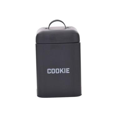 Imagem de Lata Cookie Retrô Preta 12X19X12Cm Aço