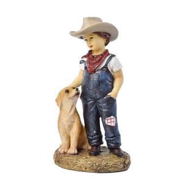 Imagem de Estatueta de cowboy com cachorro, escultura de resina de 19,5 cm - yiw