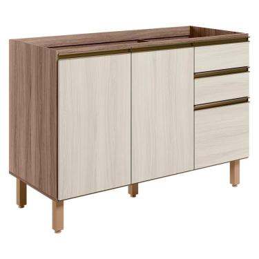 Imagem de Balcao Para Pia 2p 3g 120cm Mdf Kali 16417 Carvalho  Bianco