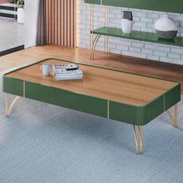 Imagem de Mesa De Centro Para Sala Pés De Aço Cadenza Pistache/castanho - Hb Móveis