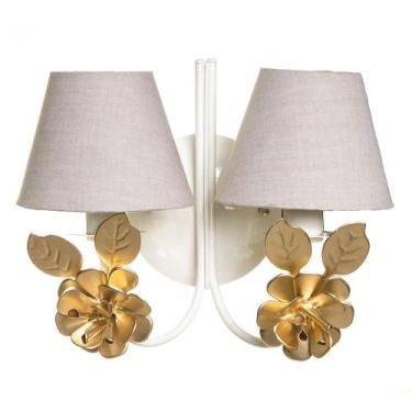 Imagem de Arandela 2 Lâmpadas Flores Grandes Douradas Bebê Infantil - Potinho de