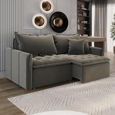 Imagem de Sofá Cama Retrátil em Madeira Eucalipto e Linho 220cm Creta - Conceito