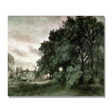 Imagem de NHLDZYH Arte de parede John Constable, (Estudo das árvores), pôster de pinturas famosas, decoração de parede com impressão de imagem retrô de romantismo. Apenas tela 60 x 72 cm - 23,6 x 28,3 pol