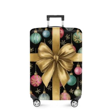 Imagem de FOREVER QUEEN Capa protetora elástica para bagagem de Natal serve para acessórios de viagem de 50 a 86 cm, Bola de Natal, M(fits 24-26Inch suitcase), Mármore