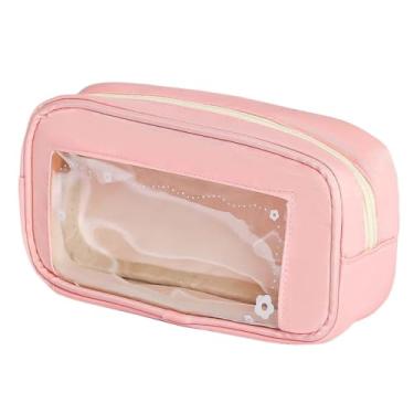 Imagem de Estojo de lápis estilo grande capacidade de armazenamento de mesa bolsa de lápis PVC em estilo Sweet Ins Y2K (rosa)