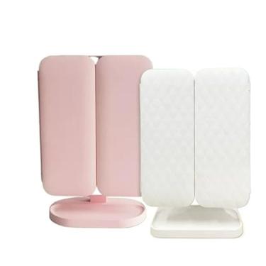 Imagem de Lupa portátil com ampliação de 3x, luz LED e espelho de maquilhagem dobrável - Ideal para oferecer (aleatório)