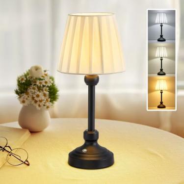Imagem de DPXEKQ Candeeiro de mesa pequeno sem fio para sala de estar, lâmpadas de mesa modernas de LED de cabeceira lateral para quarto, luminária de mesa recarregável operada por bateria para fazenda
