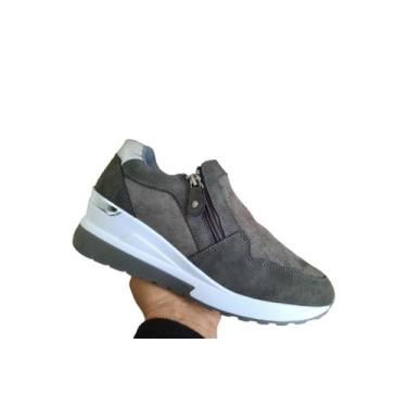 Imagem de Tênis feminino de plataforma, material têxtil, cinza, tamanho 35-40 - 