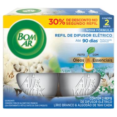 Imagem de Pack Difusor de Ambiente Elétrico Lírio Branco & Algodão com Óleos Essenciais Bom Ar Air Wick Caixa