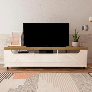 Imagem de Rack Para Tv 75 3 Nichos 2 Portas Mercury Pinho / Off White