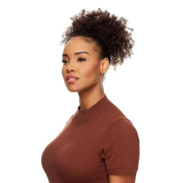 Imagem de Afro Puff Cabelo Natural Crespo Textura Kinky De Benguela Castanho Esc