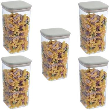 Imagem de Jogo c/ 5 Pote Hermetico Acrilico Empilhável p/ Mantimentos 1300ml - C