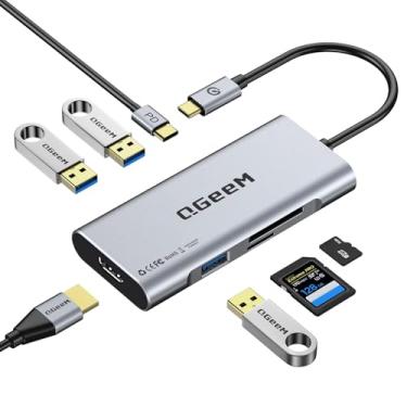 Imagem de Hub USB C, adaptador QGeeM USB 4K para HDMI, dongle USB-C 7 em 1 com PD de 100 W, USB 3.0, leitor de cartão, compatível com MacBook iPhone 15/16, iPad Pro Max, Chromebook Laptop USB tipo C Dock