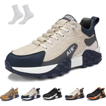 Imagem de Tênis Masculino Ortopédico Confortável, Casual, à Prova D'água, Respirável, Antiderrapante, Leve, Para Caminhada E Corrida, Com Suporte De Arco, Beige, 43 EU