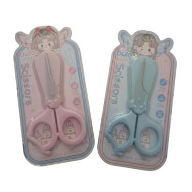 Imagem de Tesoura Escolar Infantil com Proteção e Design Gatinho Segurança e Diversão no Aprendizado (ROSA)
